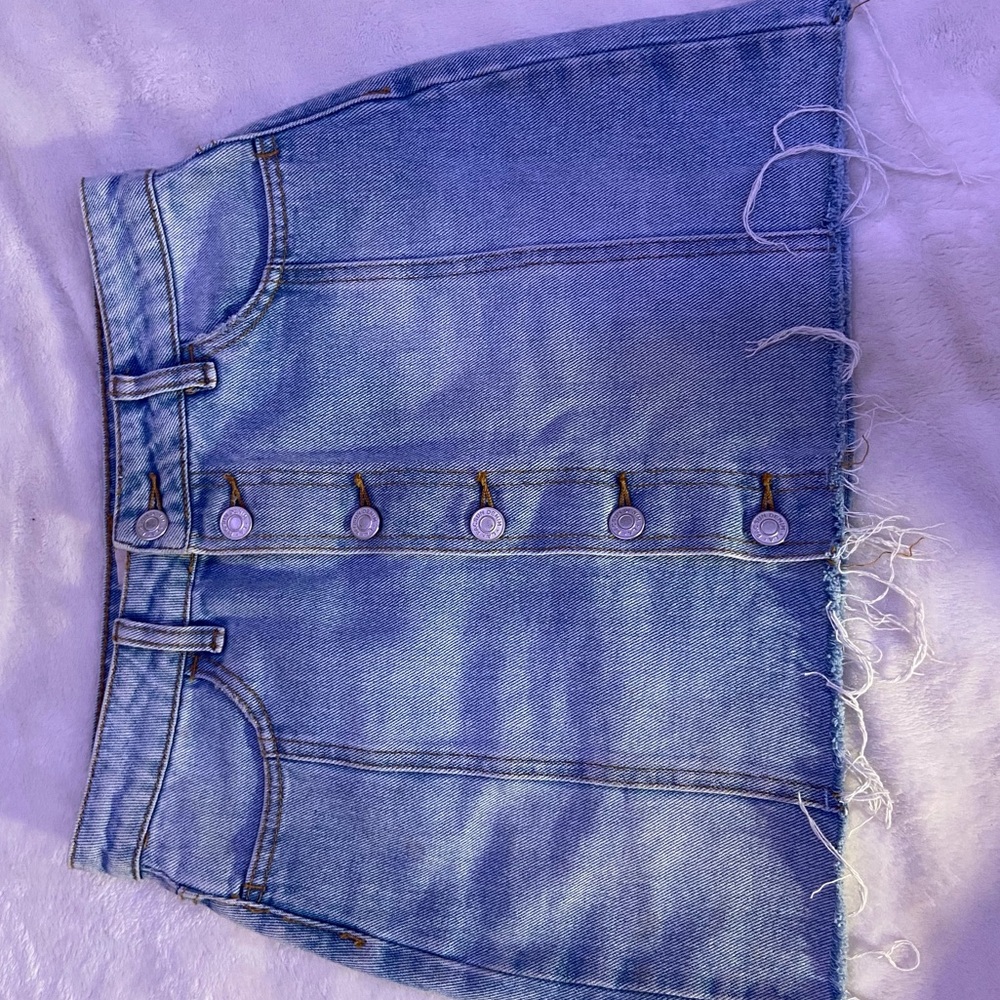 blue jean skirt button up